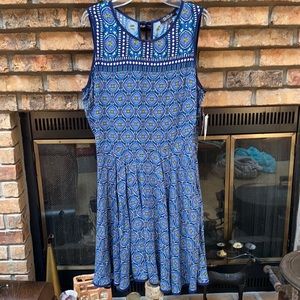 NWT BeBop blue multi color dress size Large